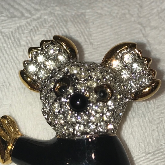 D'ORLAN KOALA BLACK ENAMEL AND CRYSTAL BROOCH - Picture 12 of 12